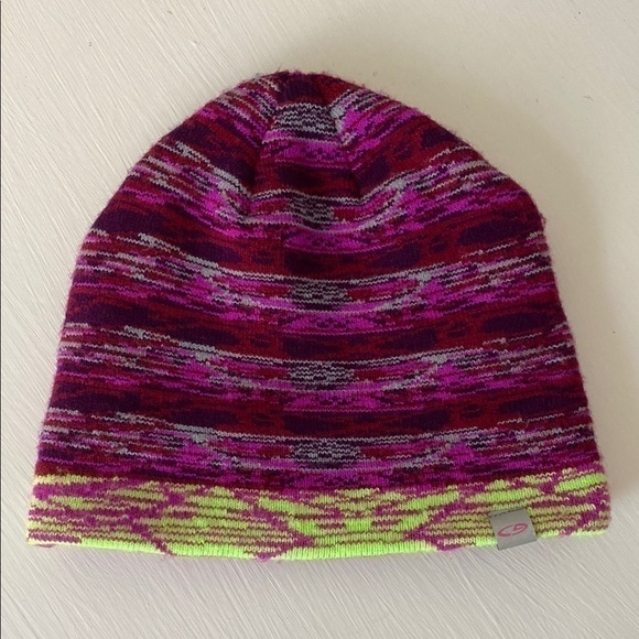 C9 Champion Pink Purple Red Neon Green Colorful Striped Whimsical Boho Beanie - Picture 2 of 9